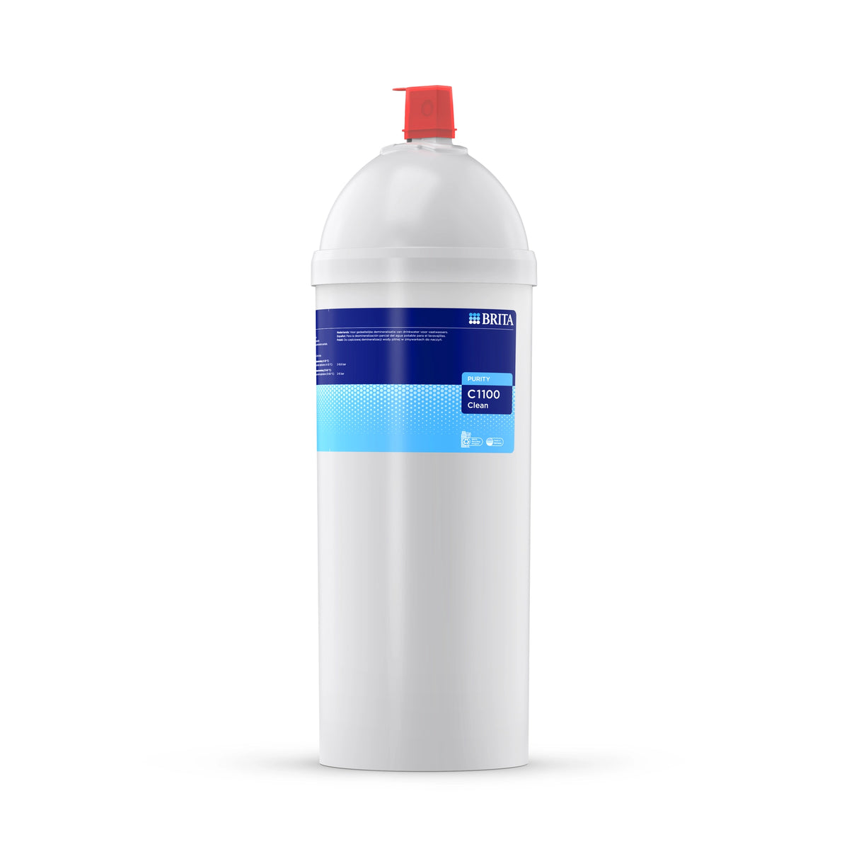 BRITA-waterfilterpatroon PURITY C1100 Clean op een witte achtergrond