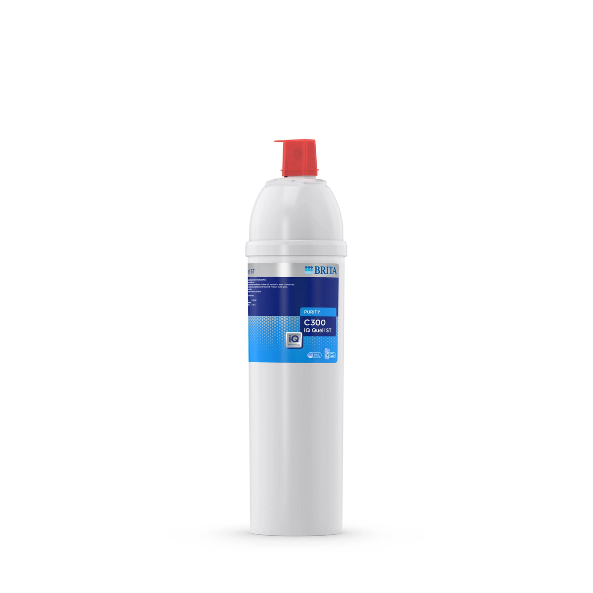 BRITA-waterfilterpatroon PURITY C300 iQ Quell ST op een witte achtergrond.